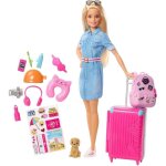 Poupe barbie voyage blonde avec valise et sac  dos - accessoires et figurine de chien - jouet pour ...