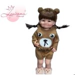 Poup�e b�b� r�aliste 55 cm fille vinyle souple tenue ourson tricot ? poup�e b�b� � habiller avec chaussures ...