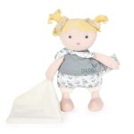 Poupe en coton bio jolijou bleuette - 22cm - blanc et bleu - respectueuse de lenvironnement