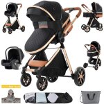 Poussette 3 en 1combin�es bebemagiczcnouveau n�pliabledossier r�glableavec siege auto0 - 3 ansor noir ...