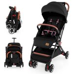 Poussette b�b� 0 - 3 ans pliable � une main avec tige costway dossier - repose - pieds r�glables - auvent ...