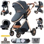 Poussette b�b� 3poussette en 1magiczcavec siege autodossier r�glable0 - 3 anspliablenouveau n�bleu