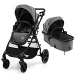 Poussette b�b� pliante 4 roues 2 en 1 costway - auvent et dossier r�glables - si�ge auto l�g�re - panier ...