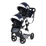 Poussette bleue pour deux poup�es