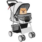Poussette buggy pliable animaux - pawhut - porte - gobelet panier de rangement inclus roues avec frein ...