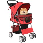 Poussette buggy pliable animaux - pawhut - porte - gobelet panier de rangement inclus roues avec frein ...
