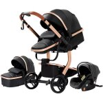 Poussette combine 3 en 1 - marque - modle - noir - 4 roues - pliable - lgre