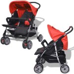 Poussette double en acier rouge et noir - yuyjp - 94 x 80 x 44 cm - facile  man?uvrer - convient  1 ...
