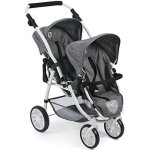 Poussette double bayer chic 2000 - landau pour poupees jumeaux - gris jean - siges sport amovibles et ...
