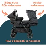Poussette double jumeaux - bambisol - combin poussette double + sige auto i - size - 4 roues - noir ...