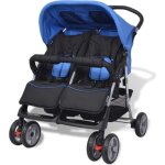 Poussette double twin - poussette  deux places canne convient  1 - 2 enfants pour bb - acier bleu ...