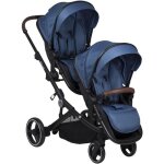 Poussette duo pour jumeaux twinner bleu