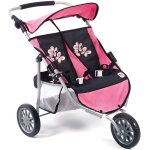 Poussette jogger 3 roues pour poupes jumelles - bayer design - marine et rose - pour enfants de 5 ans ...