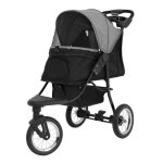 Poussette jogger pliable en gris pour animal de compagnie sac caddy & housse
