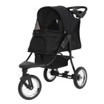 Poussette jogger pliable en noir pour animal de compagnie sac caddy & housse