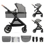 Poussette kinderkraft esme 2 en 1 multifonction nacelle si�ge hamac travel system grandes roues tout ...