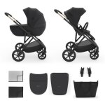 Poussette kinderkraft prime 3 combin�e 2 en 1 b�b� nacelle si�ge mesh roues smooth ride 22 kg noir