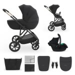 Poussette kinderkraft prime 3 trio 3 en 1 travel system pliage compact memory buttons grandes roues noir ...
