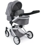 Poussette kombi pour poupe mika - bayer design - poigne rglable - coloris jean gris et cadre blanc ...