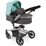 Poussette landau design gris menthe pour poupee - combi pliable reglable 46 a 82 cm - 71x42x81cm - accessoire ...