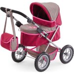 Poussette landau pour poupe trendy gris rose - bayer design - ajustable - convient aux poupes jusqu ...