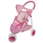 Poussette poupee 3 roues licorne et coeurs rose - 56x36x60cm - jogger buggy poupon - set jouet accessoire ...