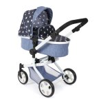 Poussette pour poup�e combin�e 2 en 1 mika bleu marine avec �toiles