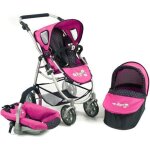 La poussette pour poupes combine 3 en 1 emotion all in - marine et rose  pois