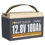 Power queen batterie lithium lifepo4 - 12v100ah - 1280wh - bms100a - 4000~15000 cycles pour des camping ...