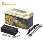 Power queen batterie lithium lifepo4 12v100ah pour camping - cars bluetooth5. 0 h188mm sous le sige ...