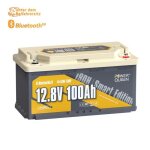 Power queen batterie lithium lifepo4 12v100ah sous sige de fourgon bluetooth5. 0 h188mm panneaux solaire ...