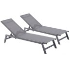 Prato - lot de 2 bains de soleil gris en aluminium