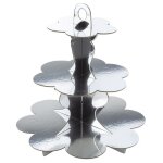 Présentoir 3 Étages en carton argent 34cm gris argent Présentoir 3 Étages en carton argent 34cm gris argent