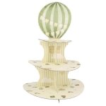 Pr�sentoir 3 �tages carton montgolfi�re 44cm cr�me beige ivoire cr�me �cru naturel taupe