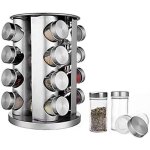 Prsentoir  pices - carrousel epices en acier inoxydable - 16 pots verre - rangement epices cuisine ...