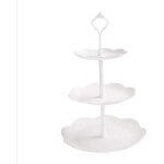 Pr�sentoir � g�teaux - blanc - 3 niveaux - 40 cm de hauteur - mat�riau pp de qualit� alimentaire - design ...