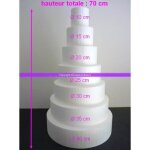Pr�sentoir pi�ce mont�e wedding cake en polystyr�ne haute densit� 70 cm