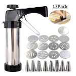 Presse à pâtisserie - inox - fabrication de biscuits - 13 disques - 8 douilles - durable et pratique Presse à pâtisserie - inox - fabrication de biscuits - 13 disques - 8 douilles - durable et pratique