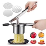 Presse - pur�e - manuel � pommes de terre - acier inoxydable - 3 disques interchangeables - argent