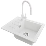 Primagran evier cuisine en granit blanc 55x44cm kit de vidage accessoires �vier � encastrer au meuble ...