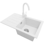 Primagran evier cuisine en granit blanc 70x44cm kit de vidage accessoires �vier � encastrer au meuble ...
