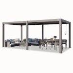 Primeyard pergola 3x6 m poteaux en aluminium avec lames orientables en aluminium pavillon gris Primeyard pergola 3x6 m poteaux en aluminium avec lames orientables en aluminium pavillon gris