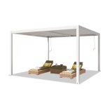 Primeyard pergola 4x4 m poteaux en aluminium blancs avec lames orientables en acier pavillon
