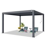 Primeyard pergola 4x4 m poteaux en aluminium avec lames orientables en aluminium pavillon anthracite