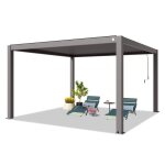 Primeyard pergola 4x4 m poteaux en aluminium avec lames orientables en aluminium pavillon gris