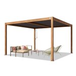 Primeyard pergola 4x4 m poteaux aspect bois en aluminium avec lames orientables en acier pavillon