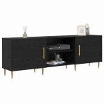 Printemps 2026 soldesarmoire tv / table tv - noir - neuf - meuble tv ch�ne noir 150x30x50 cm bois ding�nierie ...