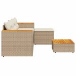Printemps 2026 soldesbeige salon de jardin avec coussins 3 pcs beige r�sine tress�e 2 308345