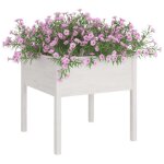 Printemps 2026 soldesblanc lit de jardin mobile / bac a fleur jardini�re blanc 70x70x70 cm bois de pin ...