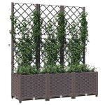 Printemps 2026 soldesjardini�re sur�lev�e avec bac � planter et treillis - marron 120 x 40 x 136cm pp ...